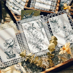 Black & White Floral Rub-Ons