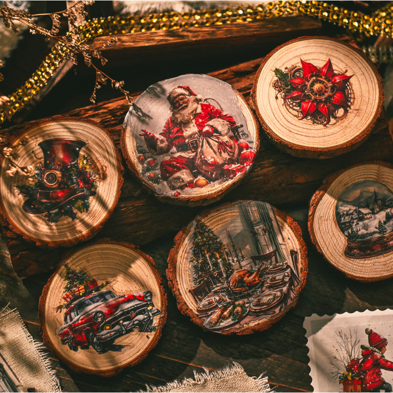 Christmas DIY craft rub-on transfers – vintage designs including Santa Claus, holiday pin-up girls, and winter scenes