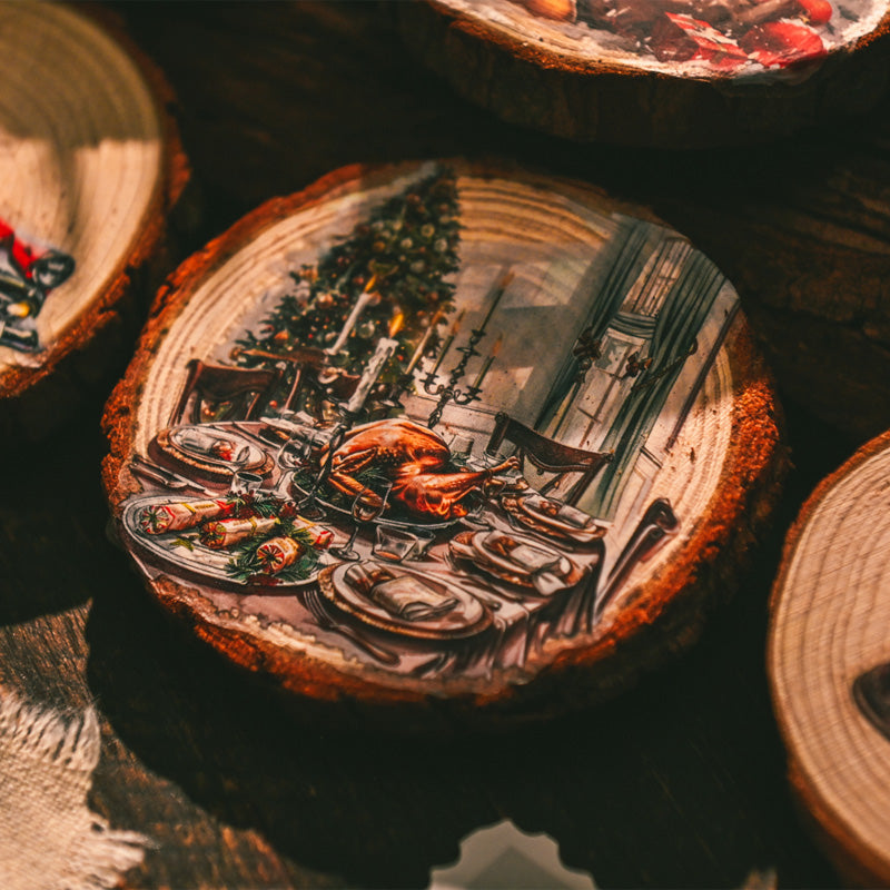 3 sheets of Christmas rub-on stickers – retro holiday scrapbook supplies for journaling, cards, and gift wrapping