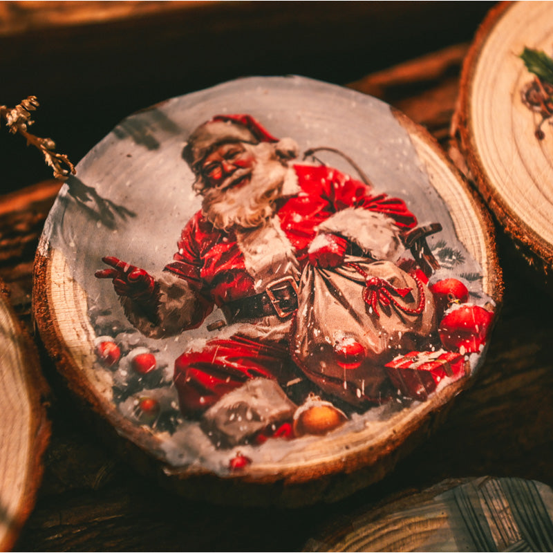 3 sheets of Christmas rub-on stickers – retro holiday scrapbook supplies for journaling, cards, and gift wrapping