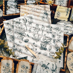 Black & White Floral Rub-Ons