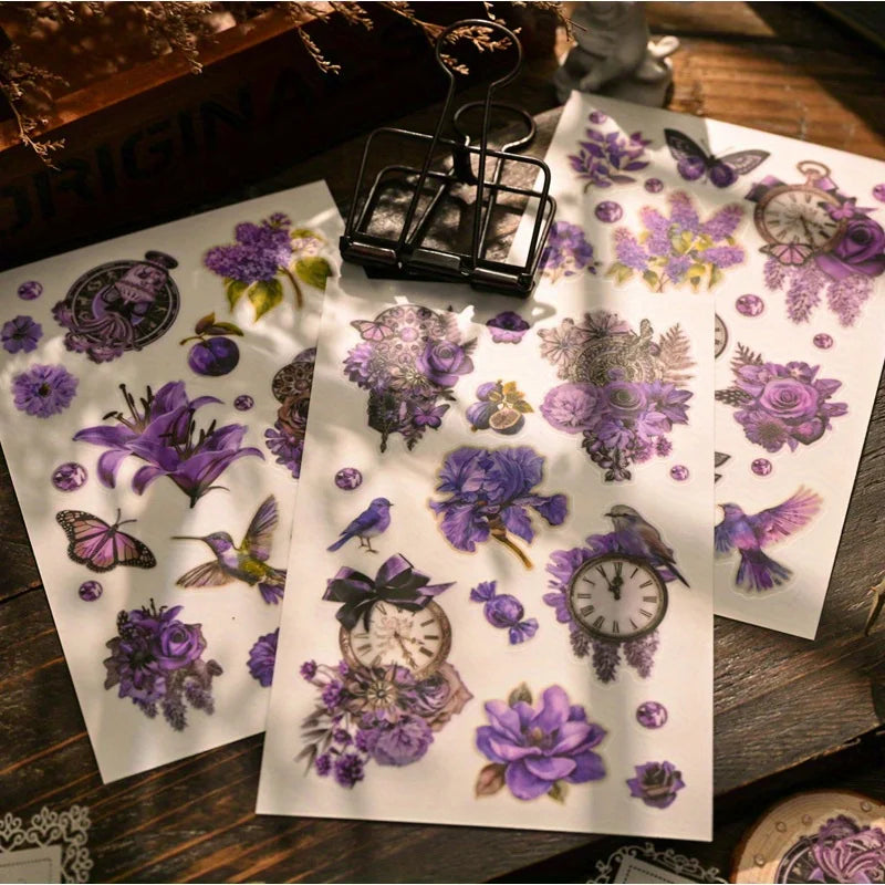 Purple Floral Rub-Ons